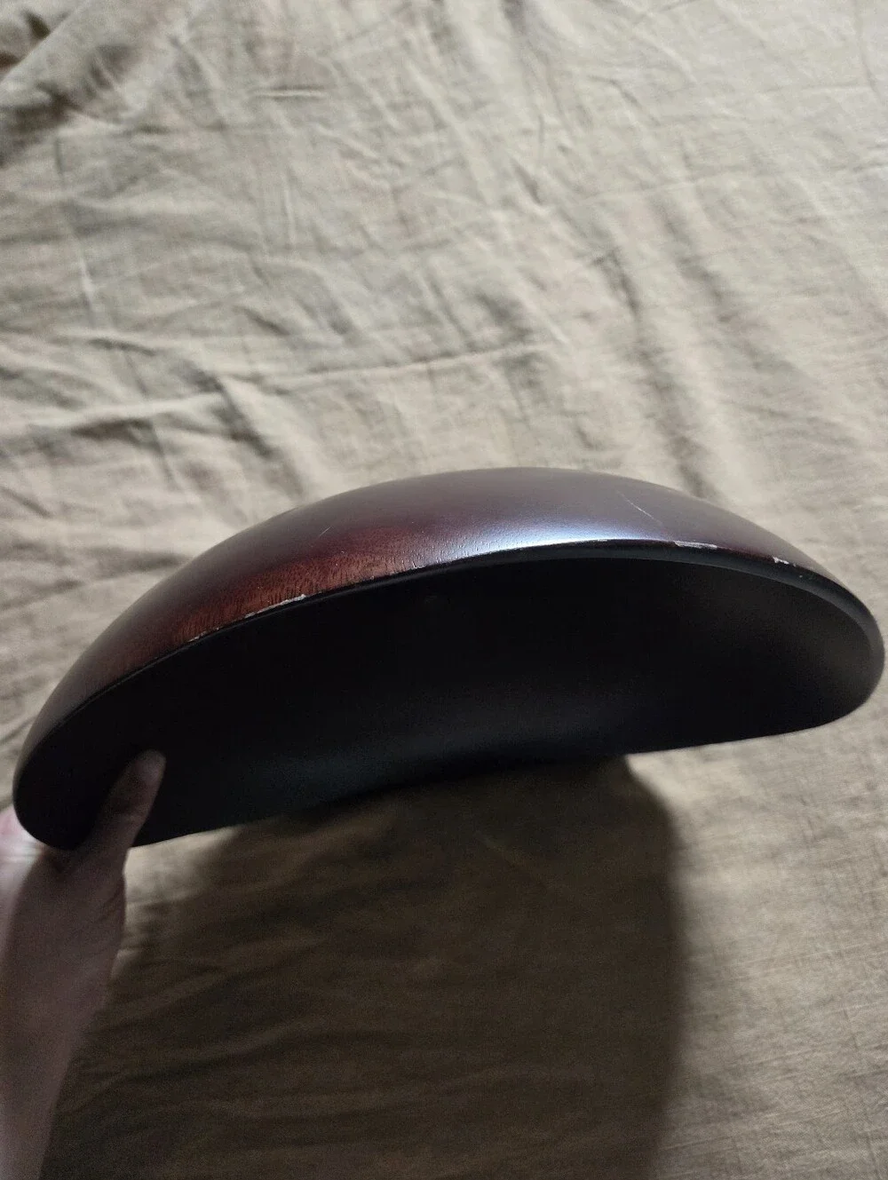 Crate & Barrel Modern Dark Wood Low Bowl / Catchall Tray